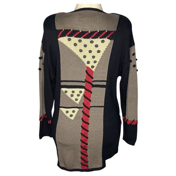 Sandra Miller Sweater Sz Medium Hand Loomed Cardigan Contemporary - Picture 4 of 9